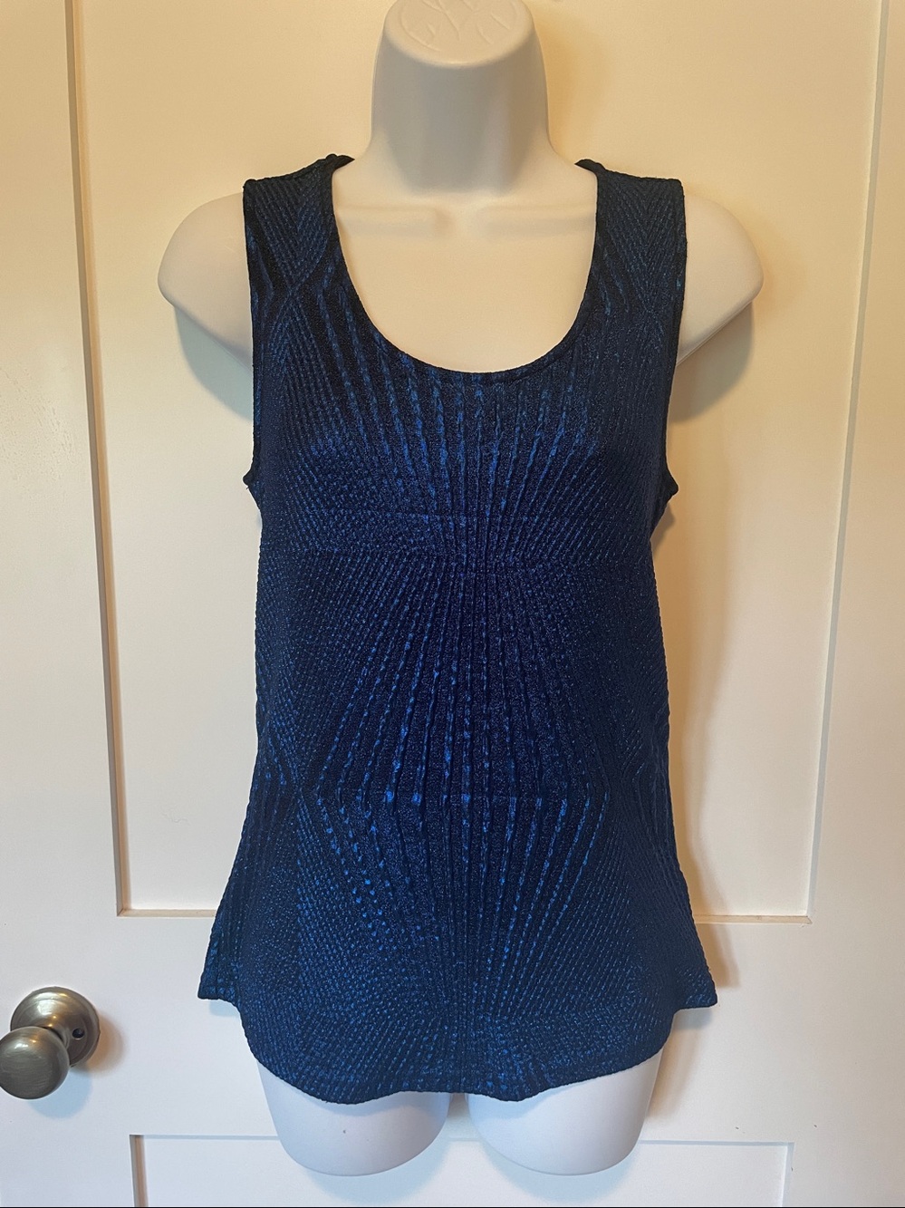 Noir Jewel tone Black and Blue Textured Top-NWOT